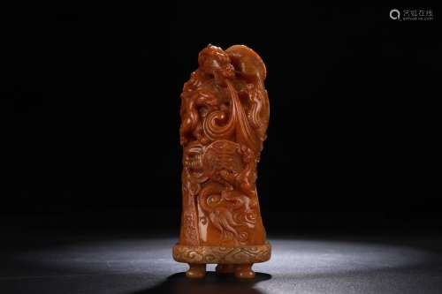 A Tianhuang Stone Beast Incense Holder