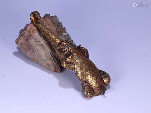 A Bronze Ware With Gold&Silver Dragon Ornament