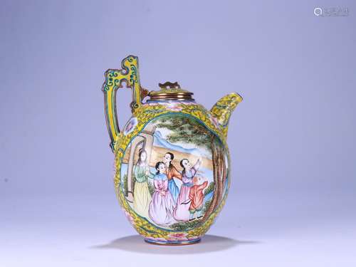 An Enameled Bronze Figure Pot