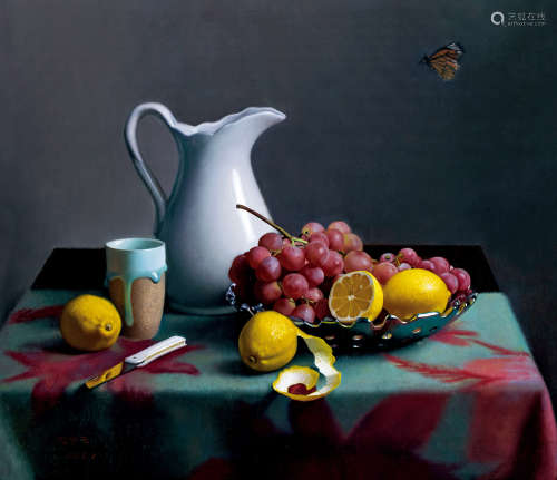沈宇飞（b.1977） 2013年作 有水果的静物 布面油画