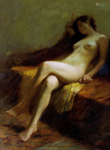 谢楚余（b.1962） 1987年作 裸女 布面油画