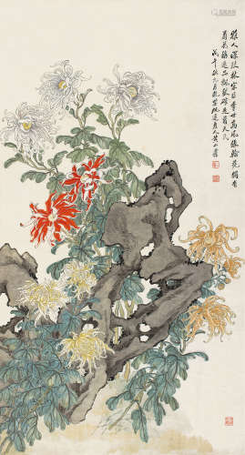 黄山寿（1855～1919） 戊午（1918）年作 秋光烂熳 立轴 设色纸本
