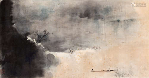 张大千（1899～1983） 春江烟雨 镜心 设色纸本