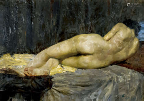 徐芒耀（b.1945） 1979年作 卧着的女人体 布面油画