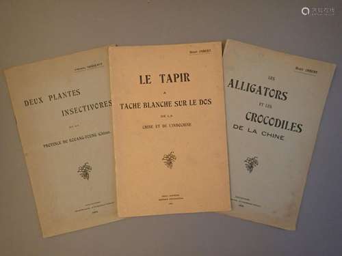 IMBERT (Henri), lot de 3 plaquettes avec envoi : …