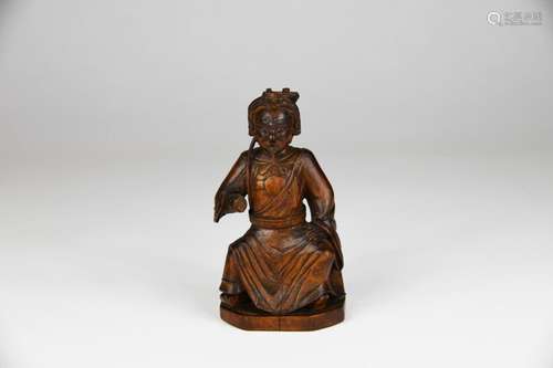 CHINE XVIIIème siècle. Statuette en bois sculpté, …