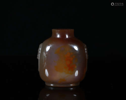 Carved Agate Snuff Bottle Qing Style清代玛瑙鼻烟壶