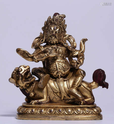 A GILT BRONZE CASTED BUDDHA SHAPE STATUE