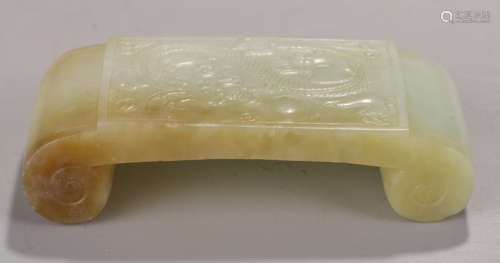 A HETIAN JADE CARVED DRAGON PATTERN INK BED