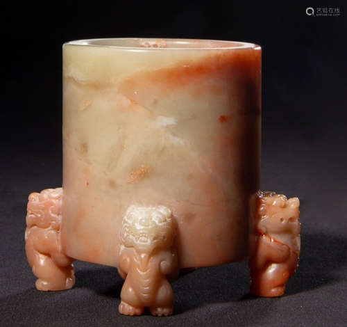 A SOAPSTONE CARVED BEAST PATTERN CENSER