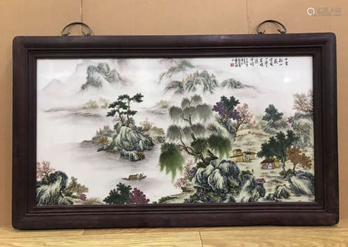 A LANDSCAPE PORCELAIN BOARD PAINTING BY ZHANG ZHITANG