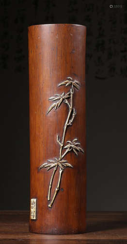 A BAMBOO CARVED BAMBOO PATTERN ARM REST