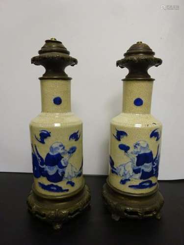 PAIR OF CERAMIC BALUSTER SHAPE VASKS, NANKIN China…