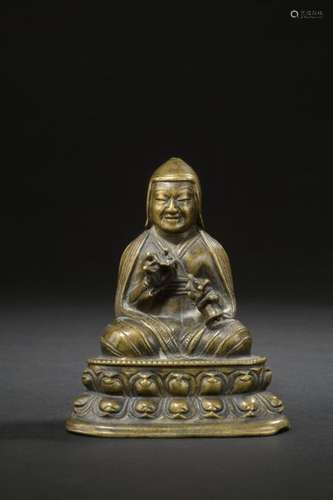 TIBET XVe/XVIe siècle Statuette en laiton et incru…