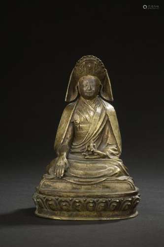 TIBET XVIe siècle Statuette en bronze à trace de l…