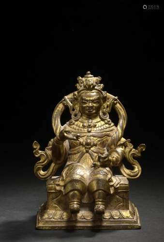 TIBET XVIe siècle Statuette en bronze doré de Viru…