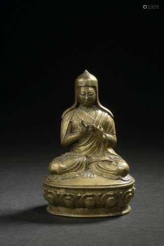 TIBET XVIe/XVIIe siècle Statuette de lama en laito…