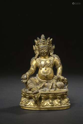 TIBET XVIIe siècle Statuette en bronze doré du Yi …