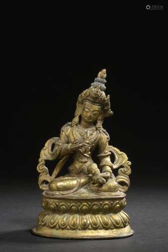 TIBET XVIIe/XVIIIe siècle Statuette en bronze doré…