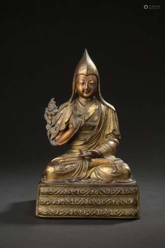 TIBET XVIIIe siècle Statuette du lama Pan chen Blo…