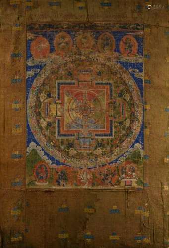 TIBET XVIIIe siècle Mandala, détrempe sur toile, a…