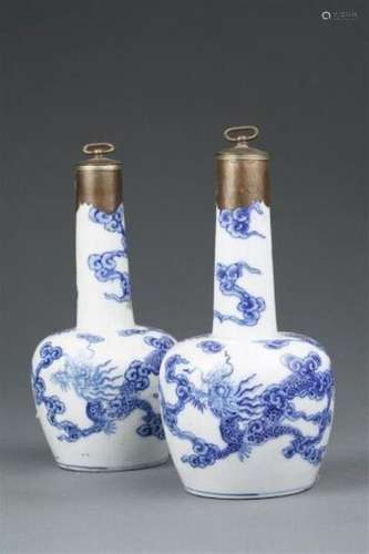 .SUITE OF TWO (2) PORCELAIN MALKET VASES SAID \