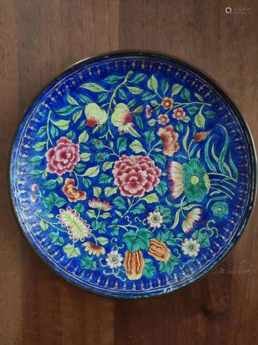 OFFERING DISH IN ENAMELS ON COPPER OF HUÊ / PHAP L…