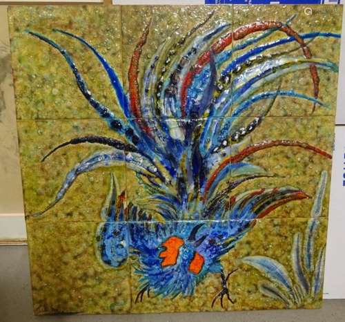 PANEL OF ENAMELLED TILES France, Modern Le coq Ena…