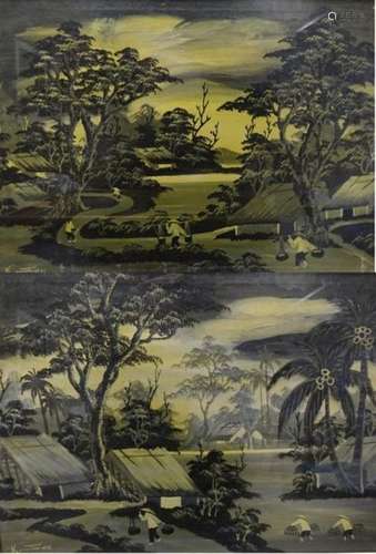 KIM SON (?) Vietnam View of villages Pairs of oils…