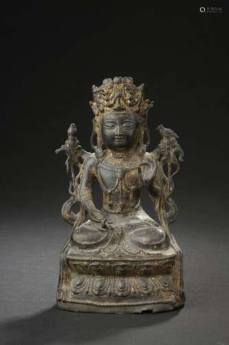 CHINE Époque MING (1368 1644) Statuette de boddhis…