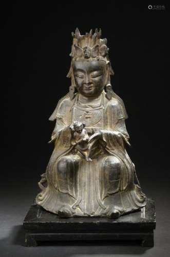CHINE Époque MING (1368 1644) Statuette de Guanyin…
