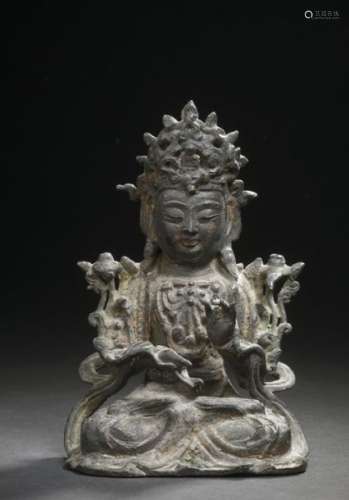 CHINE Époque MING (1368 1644) Statuette en bronze …