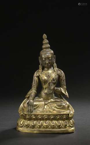 MONGOLIE XVIIIe siècle Statuette de Tara blanche e…