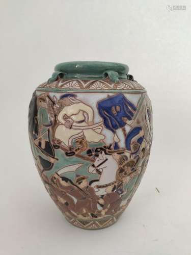 POLYCHROMIC CERAMIC VASE OF WELL HOA, decorated wi…