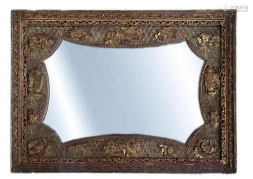 LARGE MIRROR IN ITS WOODEN FRAME Vietnam, Nguyen D…