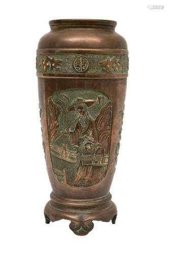 VASE EN BRONZE A DECOR DE PAYSANS Vietnam / Indoch…