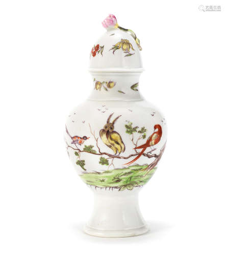 A Worcester vase and cover, circa 1757-58