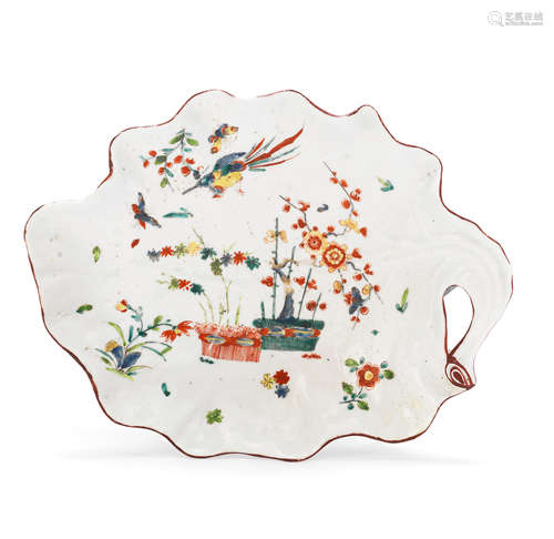 A Worcester leaf dish, circa 1753-55