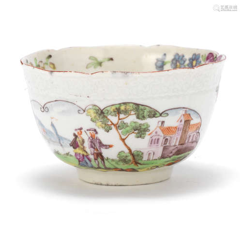 A Worcester teabowl, circa 1756-58