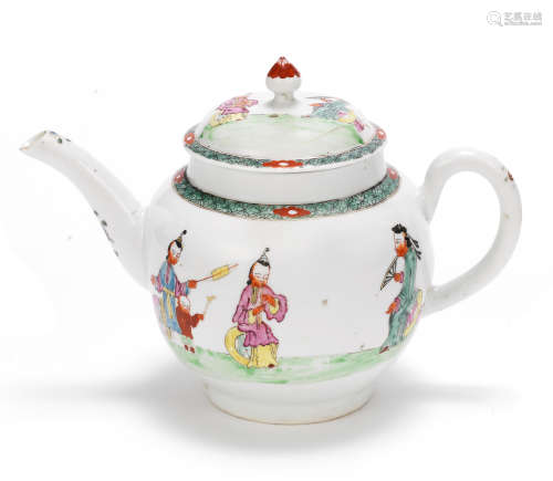 A Worcester teapot and cover, circa 1756