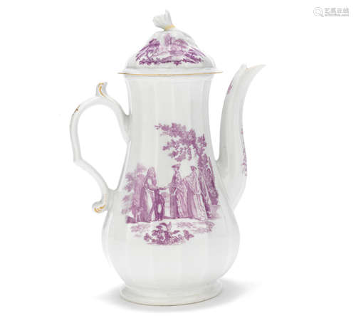 A Worcester coffee pot and cover, circa 1768-70