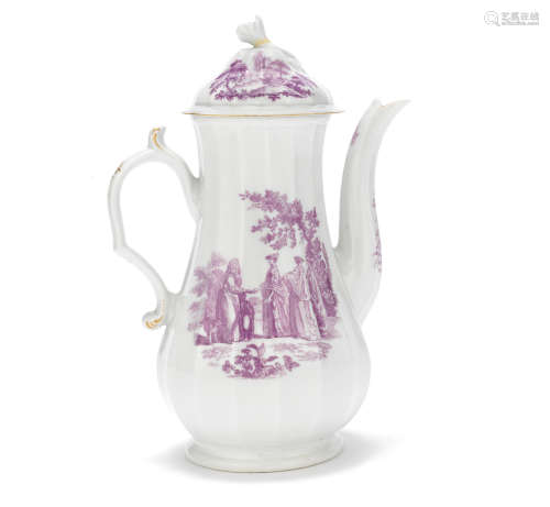A Worcester coffee pot and cover, circa 1768-70