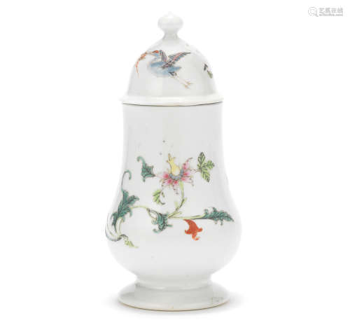 A Worcester dry mustard pot and cover, circa 1753-54