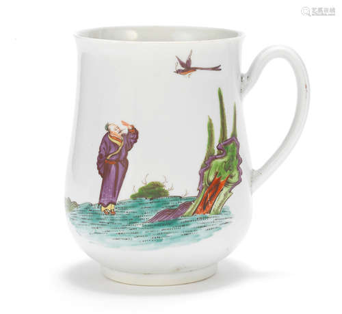 A Worcester mug, circa 1755-57