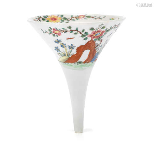 A Worcester wine funnel, circa 1754