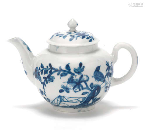 A small Worcester teapot and cover, circa 1757-60