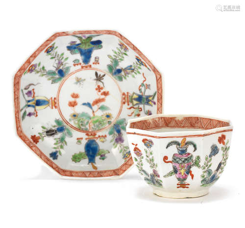 Another Worcester teabowl and saucer, circa 1753-54