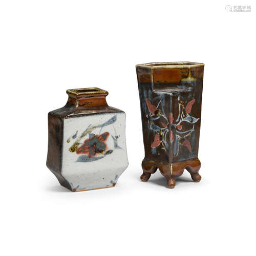 Two earthenware vases by Kawai Kanjiro (1890-1966) (attr.)