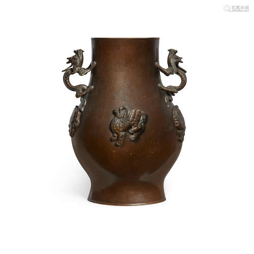 An unusual cast bronze vase Meiji Period (1868-1912)