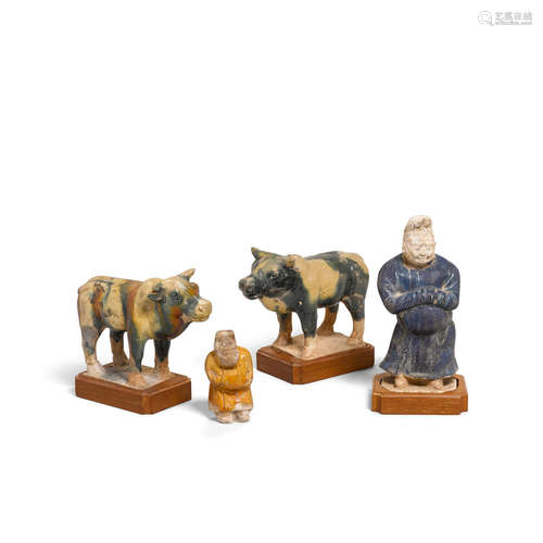 Four glazed pottery decorations Tang dynasty